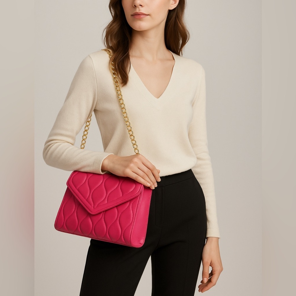🌺 Pink Quilted Chain Shoulder Bag • Gold Hardware • New in Box • Chic Purse 🌺‎